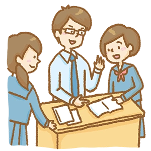 先生に教えてもらう学生